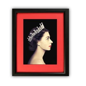 Queen Elizabeth II Art Black And Red Framed and Matted 11x14